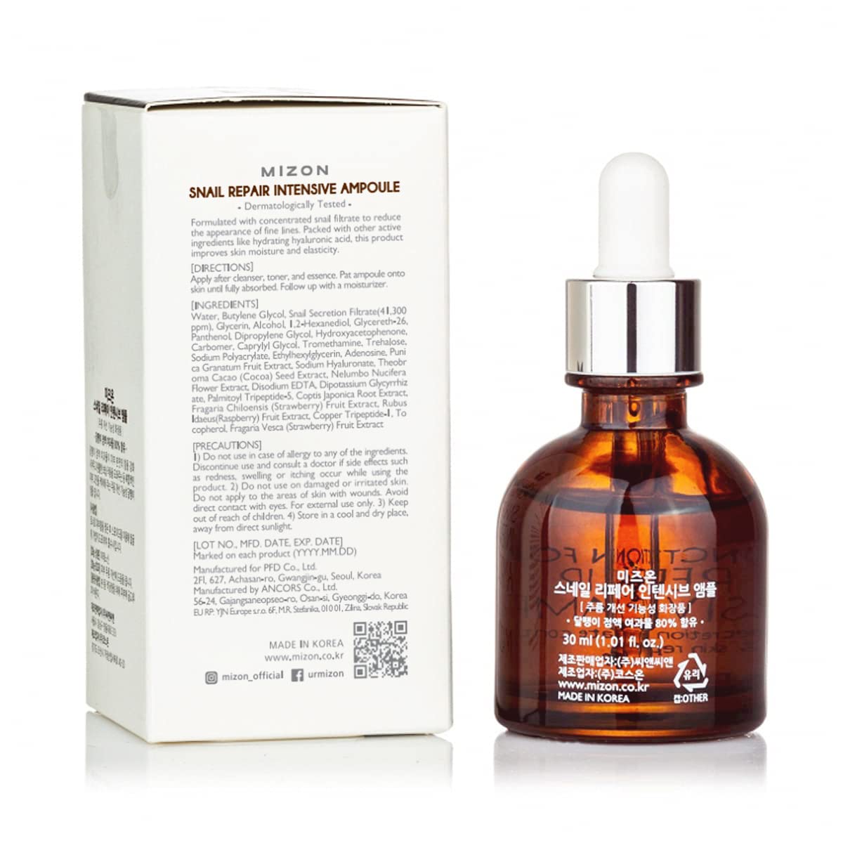 Close-up of snail mucin serum texture delivering deep hydration for MIZON.