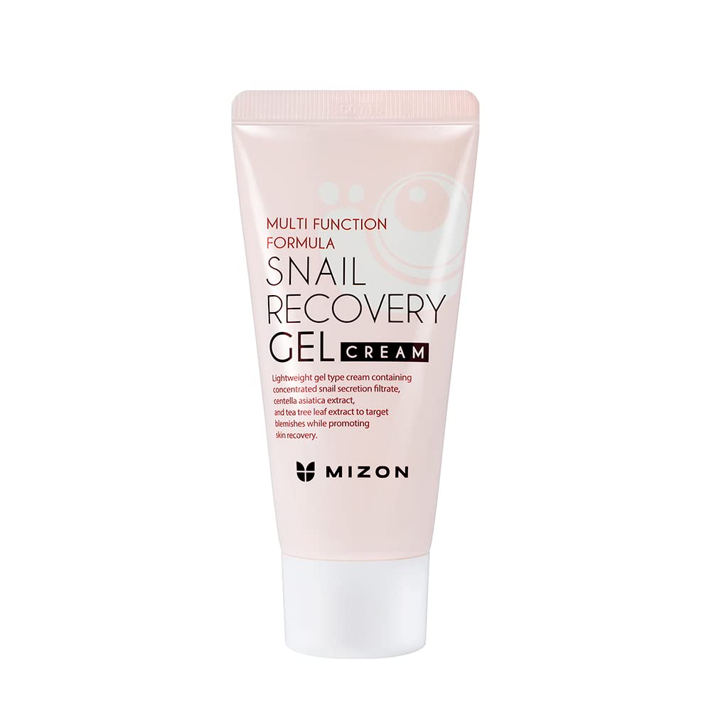 MIZON Snail Recovery Gel Cream bottle for daily hydration with fragrance-free care.