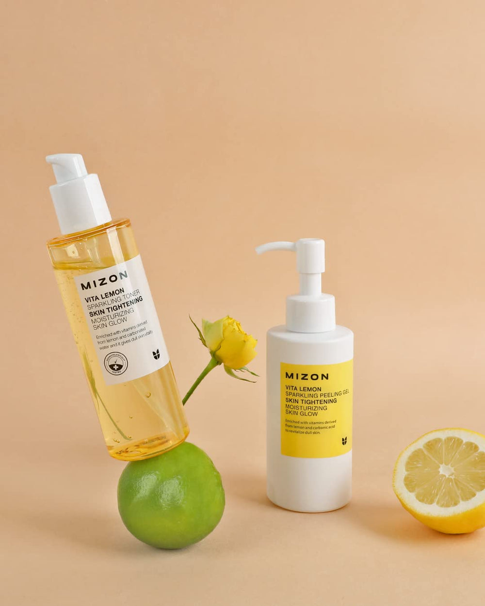 MIZON Vita Lemon Peeling Gel with French sparkling water for refreshing feel.