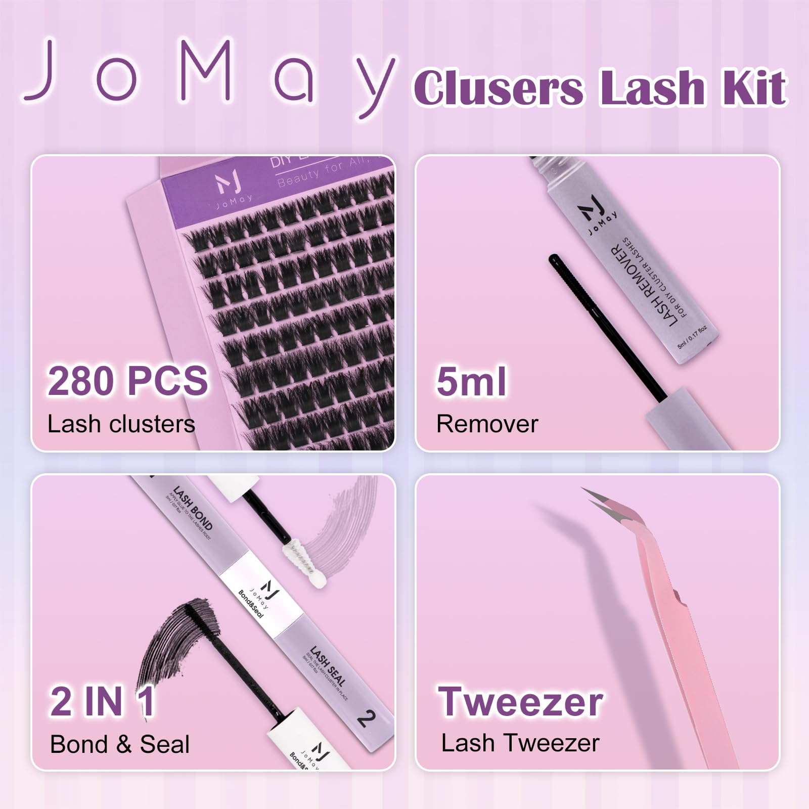 MJJOMAY 100D volume lashes, 10–18mm lengths for dramatic looks.