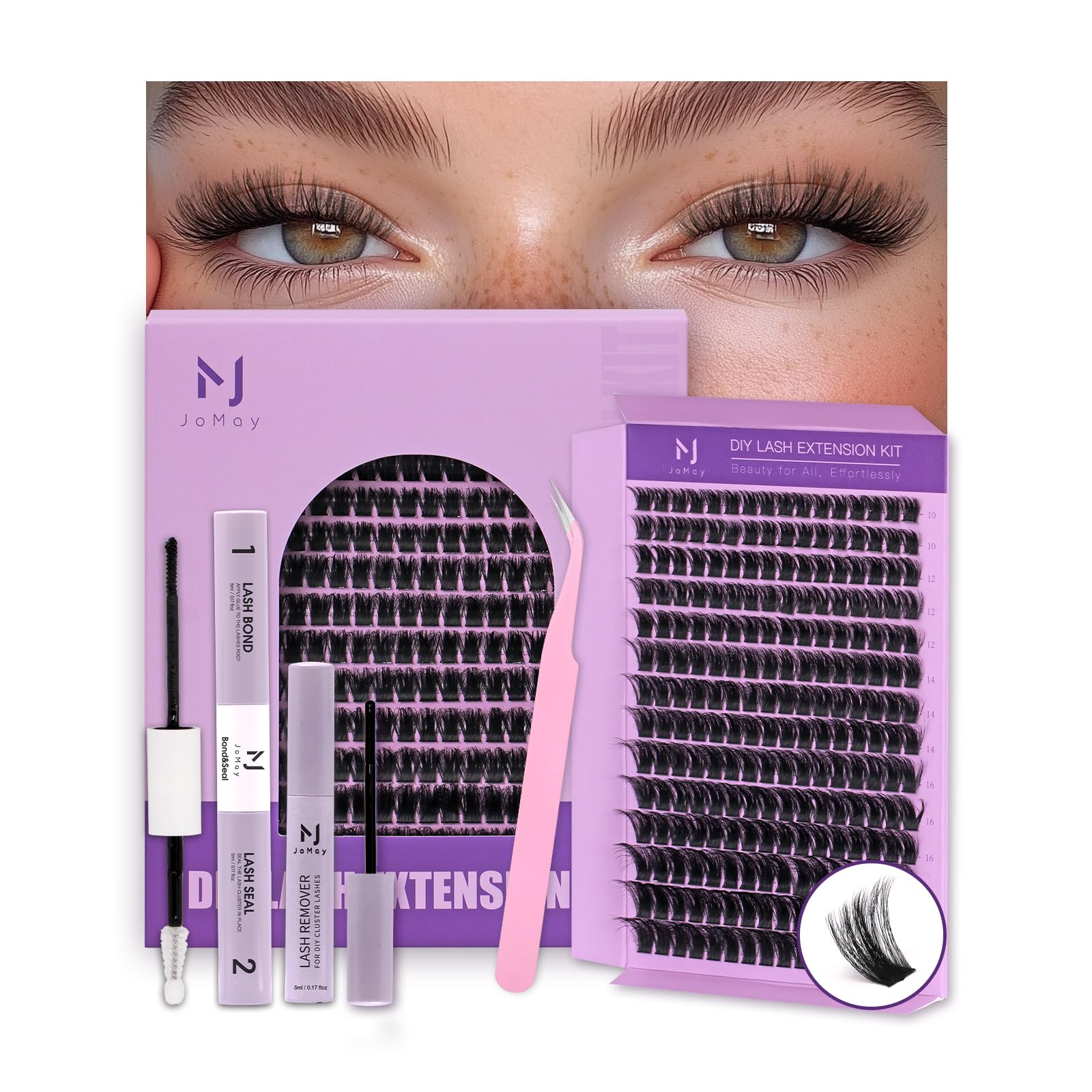 MJJOMAY Fluffy Lash Clusters kit for easy at‑home lash extensions.
