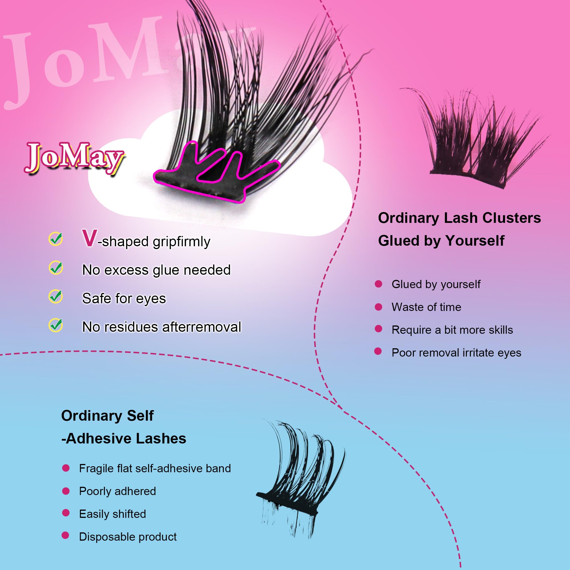 MJJOMAY JoMay reinforced adhesive visible on lash line for secure wear