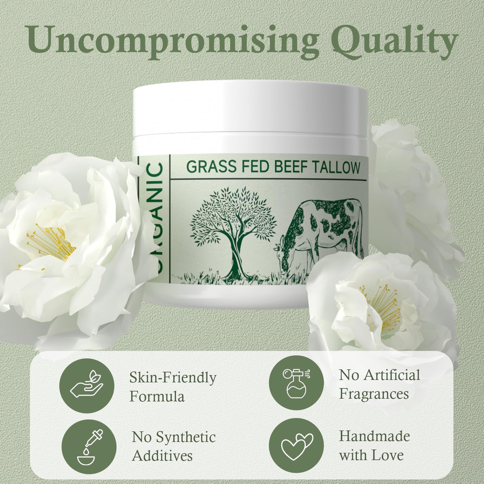 MKzea Beef Tallow unscented jar suitable for face and body