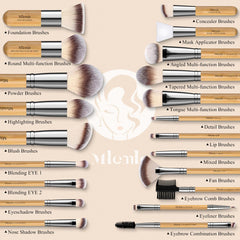 Mlemle labeled brushes simplify beginners’ routine for quick makeup setup.