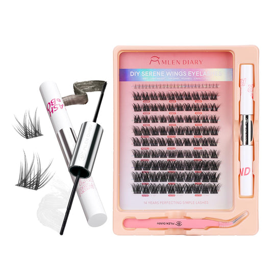 MLEN DIARY DIY eyelash kit 114pcs for simple at-home extensions.