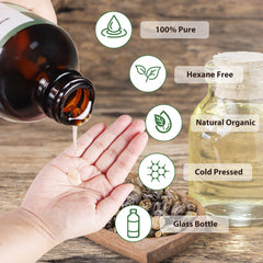 MMPANG Organic Castor Oil glass amber bottle preserves purity.