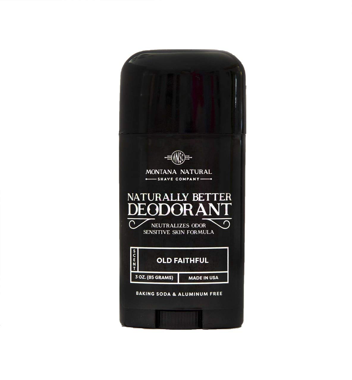 MNSC Old Faithful Deodorant pack front view with natural, premium branding for sensitive skin.