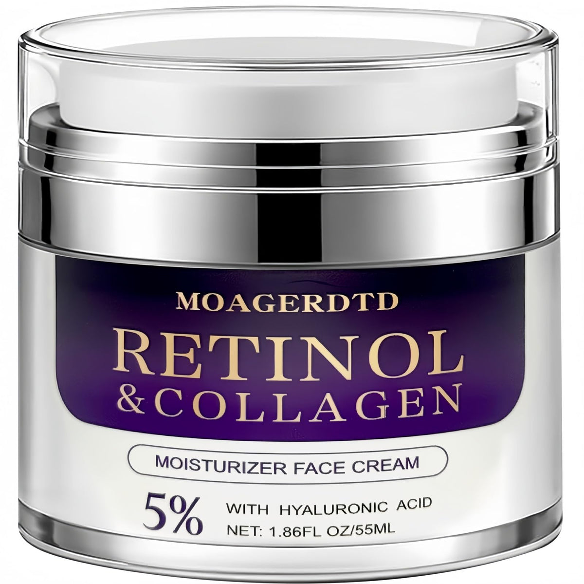 MOAGERDTD retinol collagen cream bottle highlighting anti-aging care for smoother skin