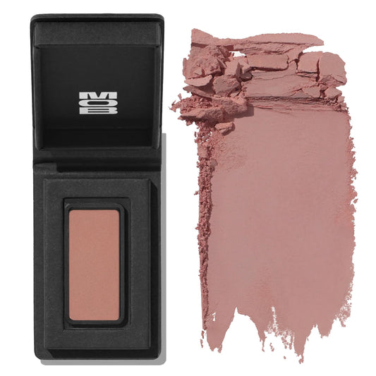 MOB Beauty Eyeshadow M1 matte dusty rose packaging highlights eco-friendly, refillable design.