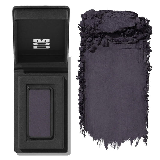 MOB Beauty Eyeshadow M14 pan swatch shows rich indigo-grey pigment for versatile looks.