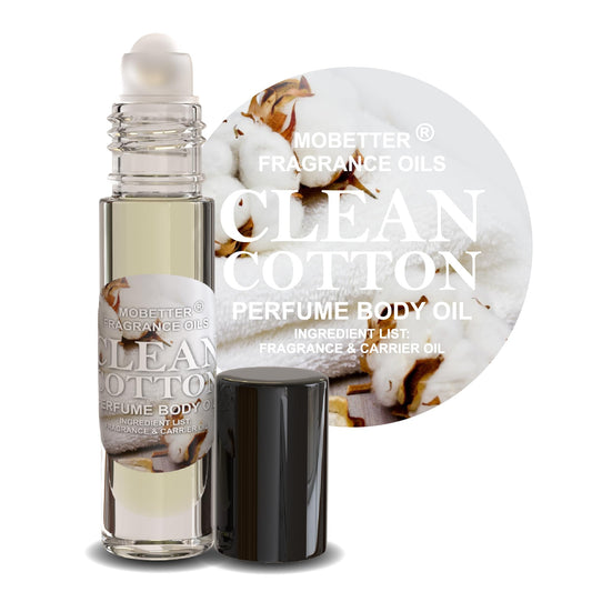MOBETTER Clean Cotton roll-on applies smoothly for quick daily fragrance.