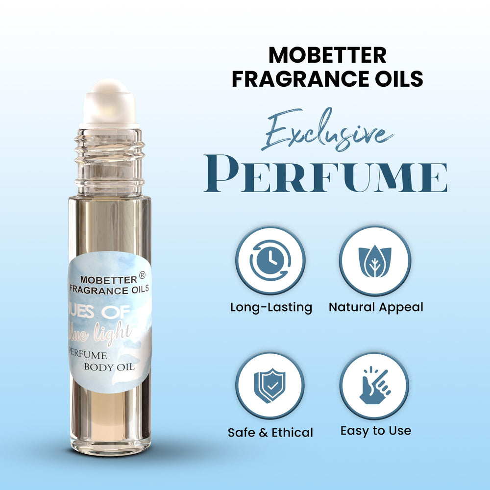 MOBETTER FRAGRANCE OILS Hues of Blue Light on skin with lasting aroma