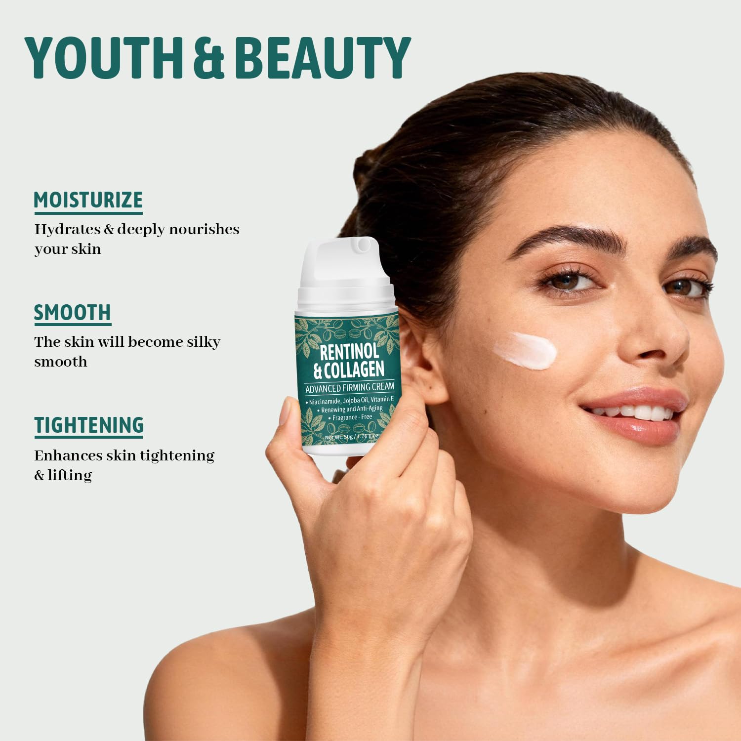 MOC LINK ingredient display with niacinamide and hyaluronic acid highlighting skin-restoring support