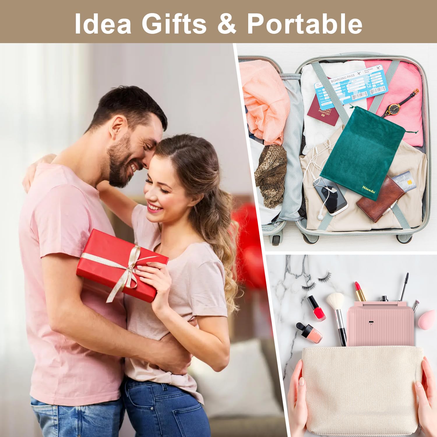 Velvet storage bag protects the mirror during travel and storage.