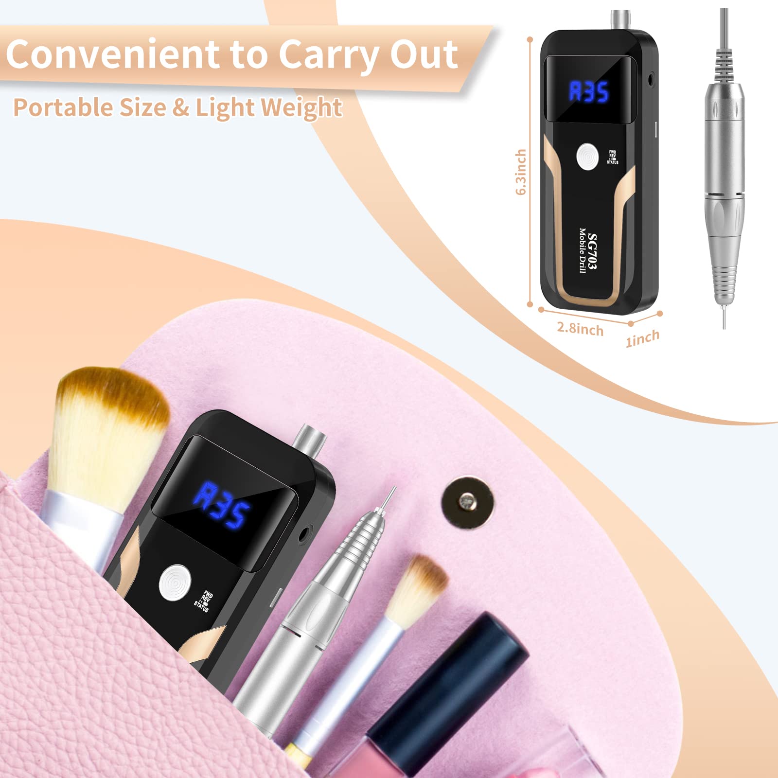 MOCOWIND cordless e-file with bits enables true salon portability.