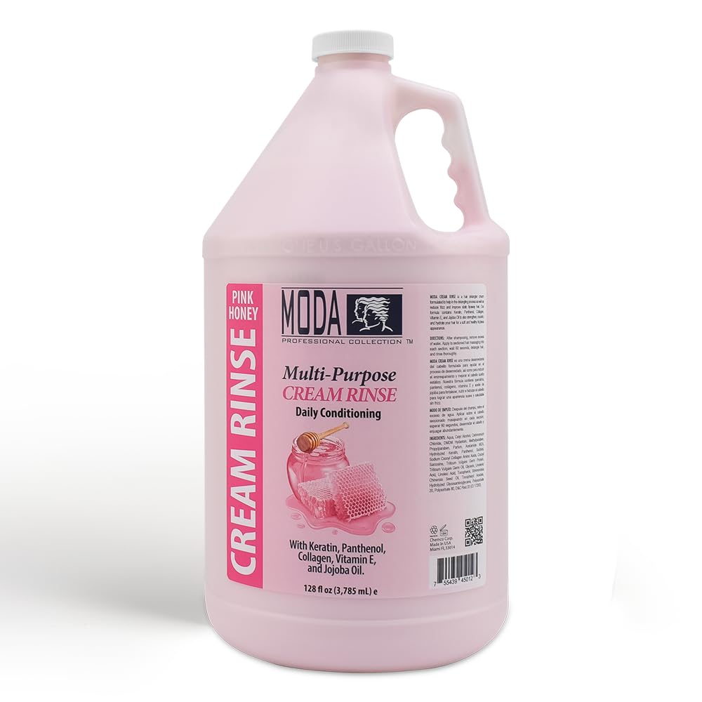 MODA Cream Rinse bottle pour showcases luxurious conditioning