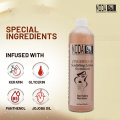 MODA Finger Wave Lotion on curls with natural shine