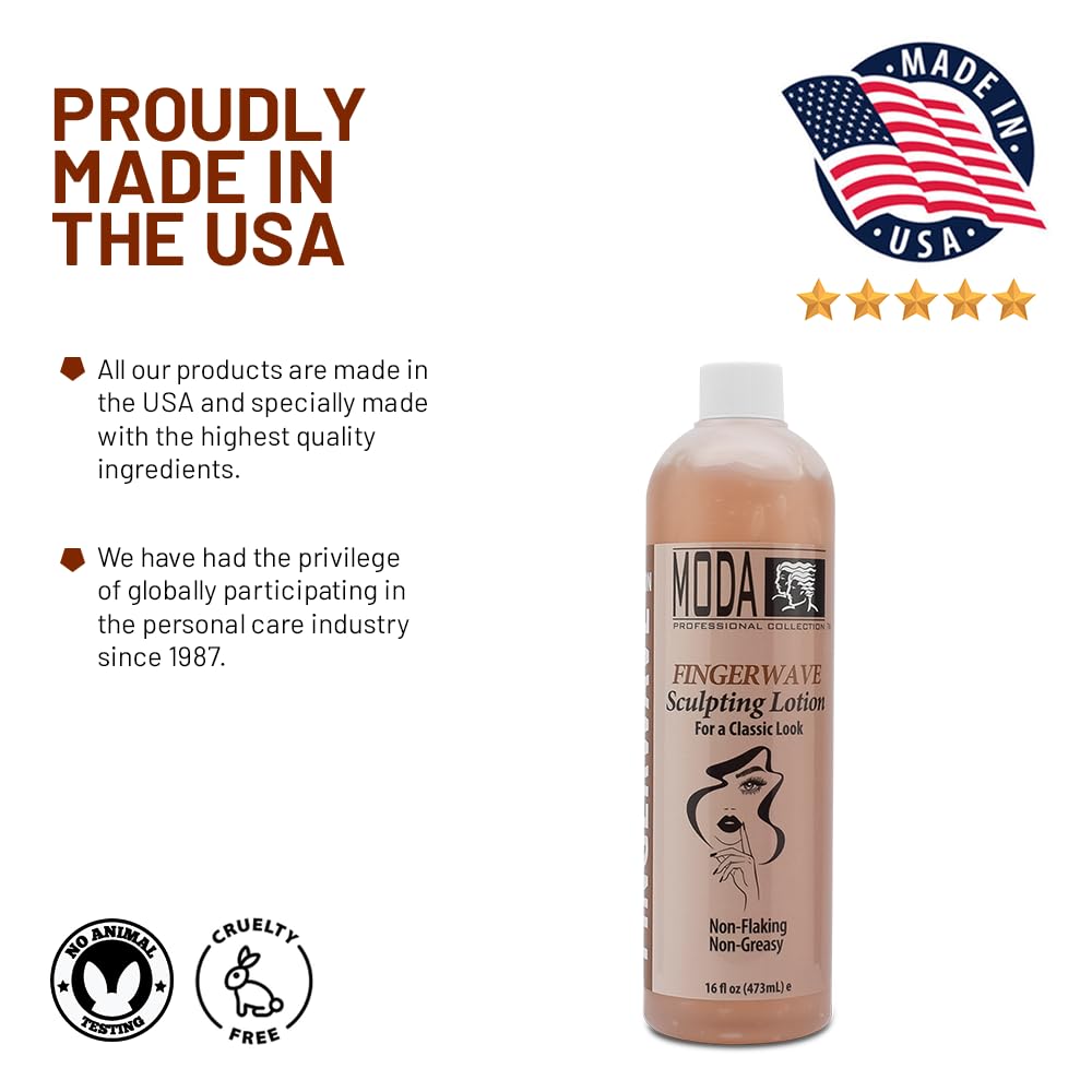 MODA Finger Wave Lotion styling demo close-up with smooth finish