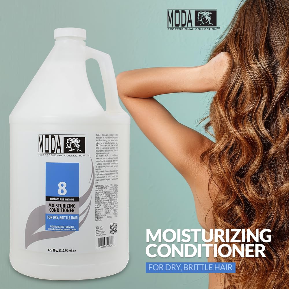 MODA conditioner after-use hair shows smooth and manageable results