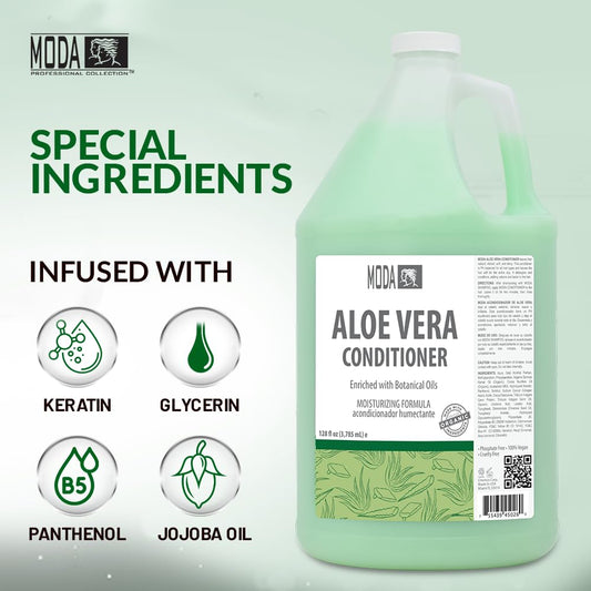 MODA conditioner label close-up highlights premium ingredients and professional quality