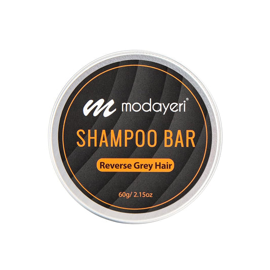 Modayeri Reverse Grey Hair Bar packaging shows plastic-free design for eco-friendly routines