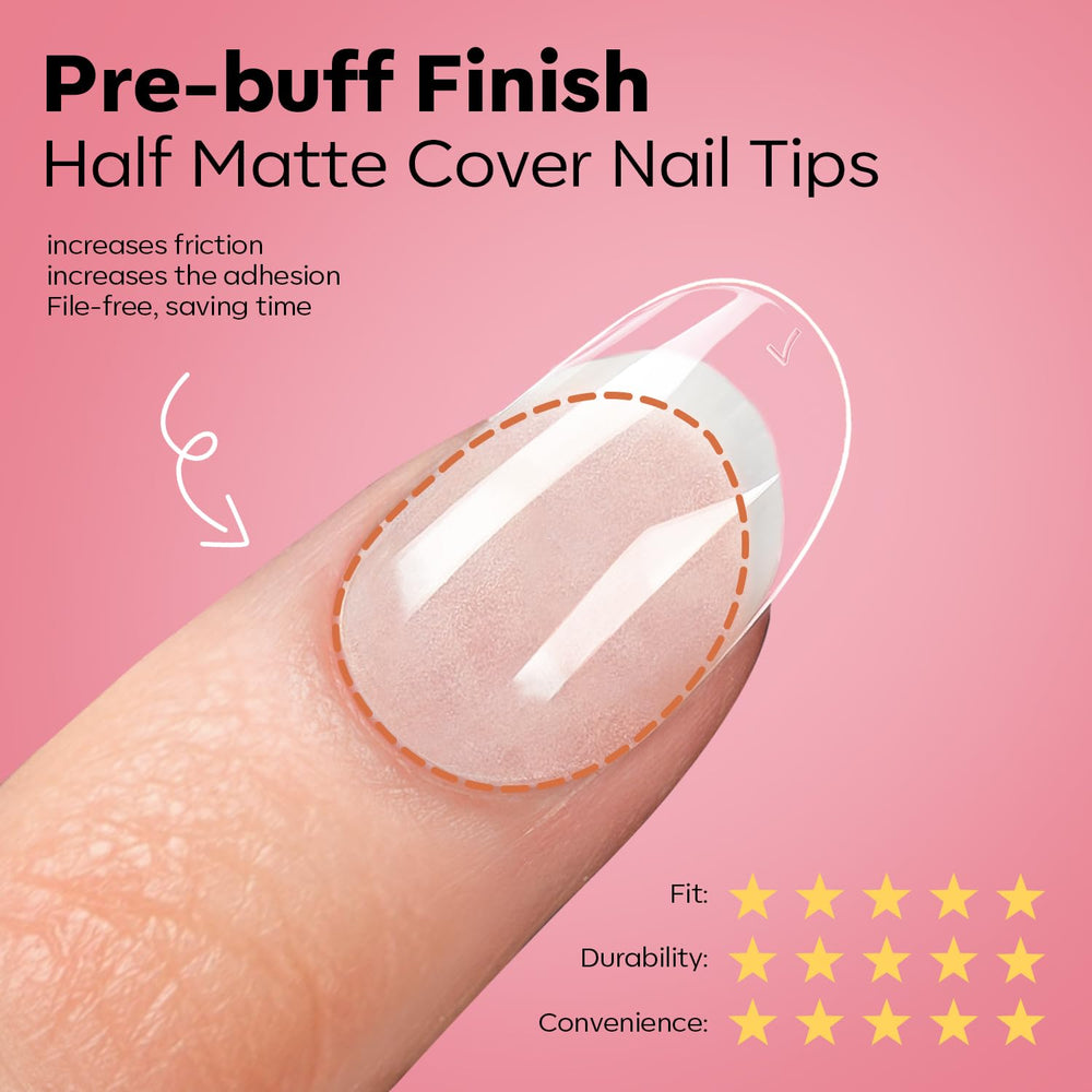 Modelones 15 sizes oval nail tips fit diverse nail beds.