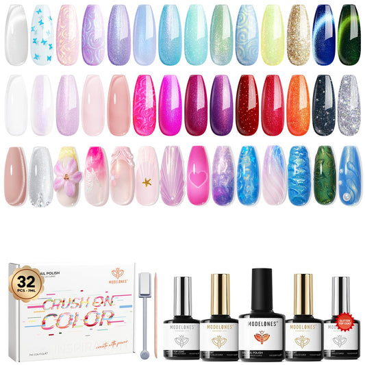 Modelones 32-color gel set packaging for at-home salon-quality nails