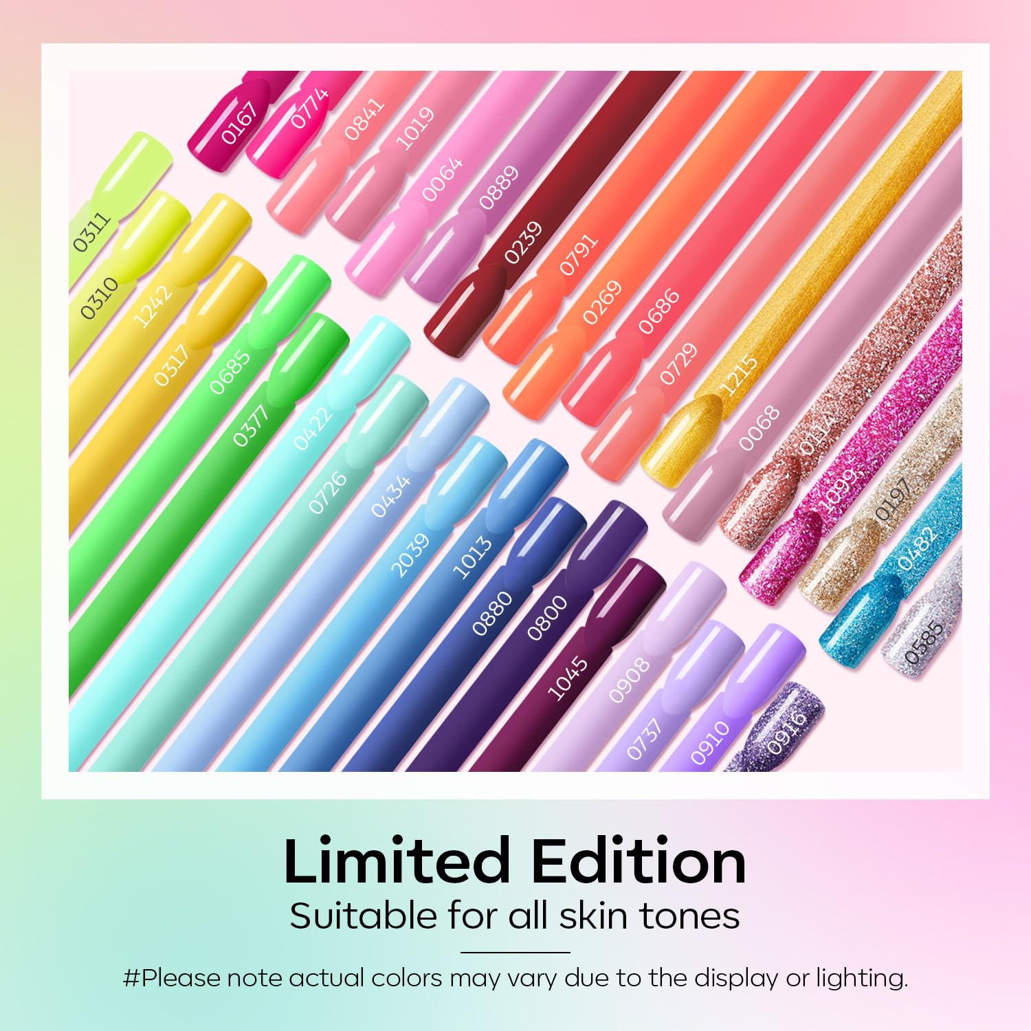 Modelones color swatches displaying 36 neon shades for bold nail art.