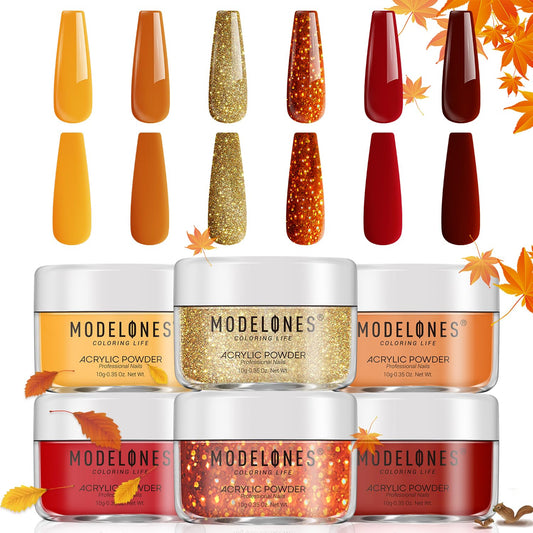 Modelones 6-color autumn acrylic powder palette for creative nails