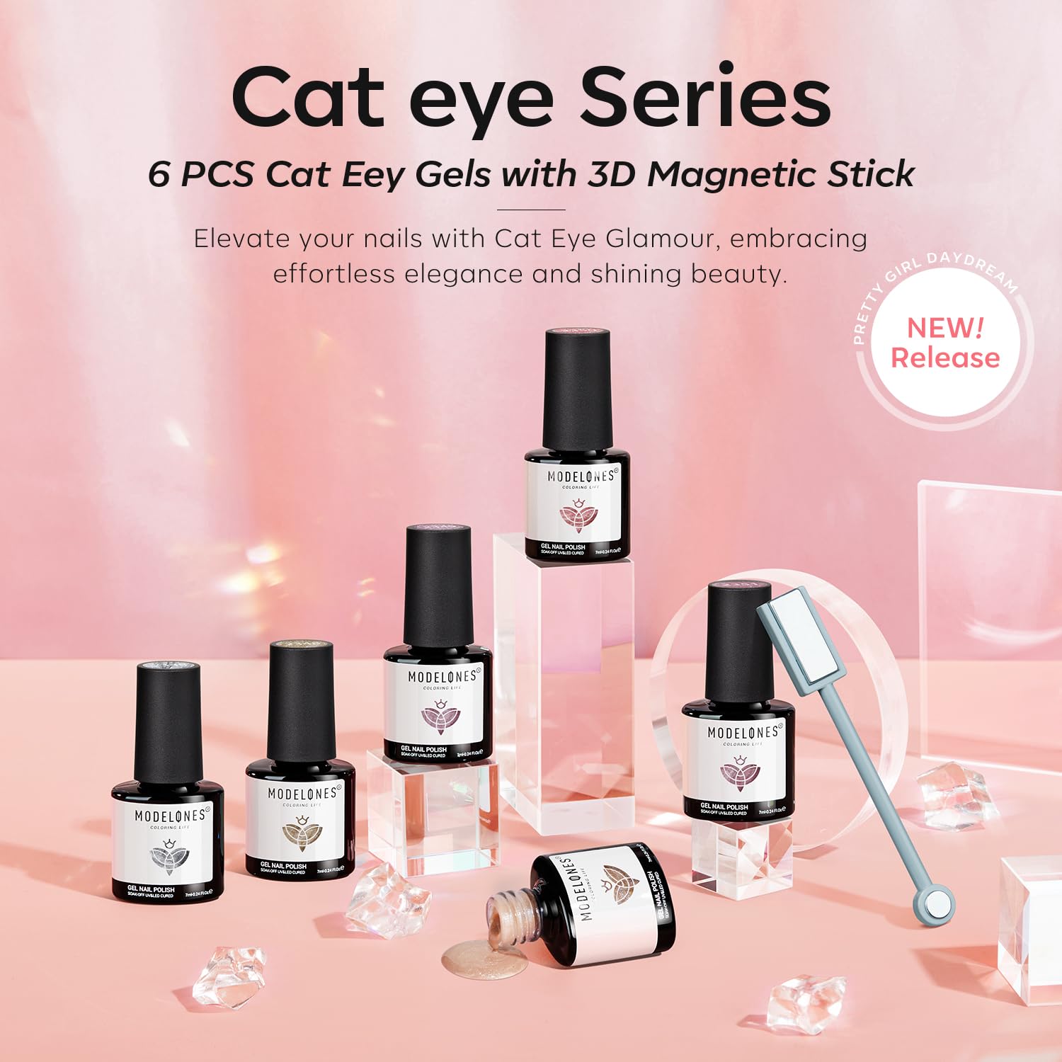 Modelones 7ml bottle showing semi-transparent nude pink shade