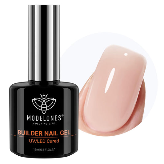 Modelones 8-in-One Builder Gel bottle showing versatile base and color options.