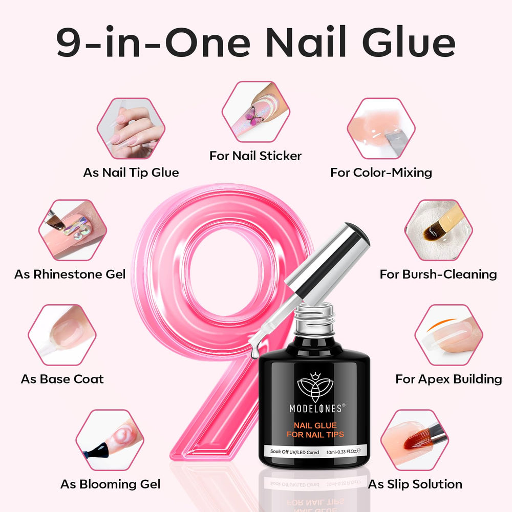 Modelones 9-in-One gel bottle enables versatile applications for nails.