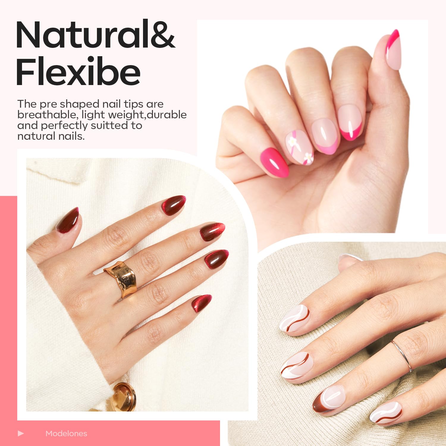 Modelones 9-in-one nail glue for versatile applications and strong hold.