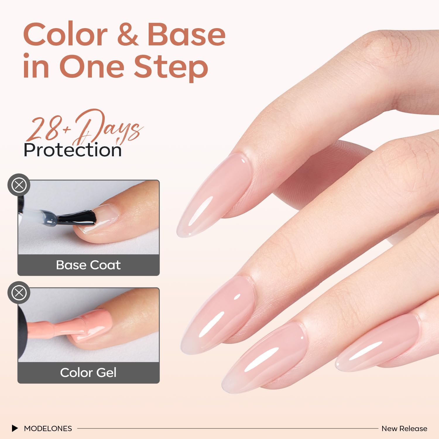 Modelones rubber base builds natural apex for stronger nail tips
