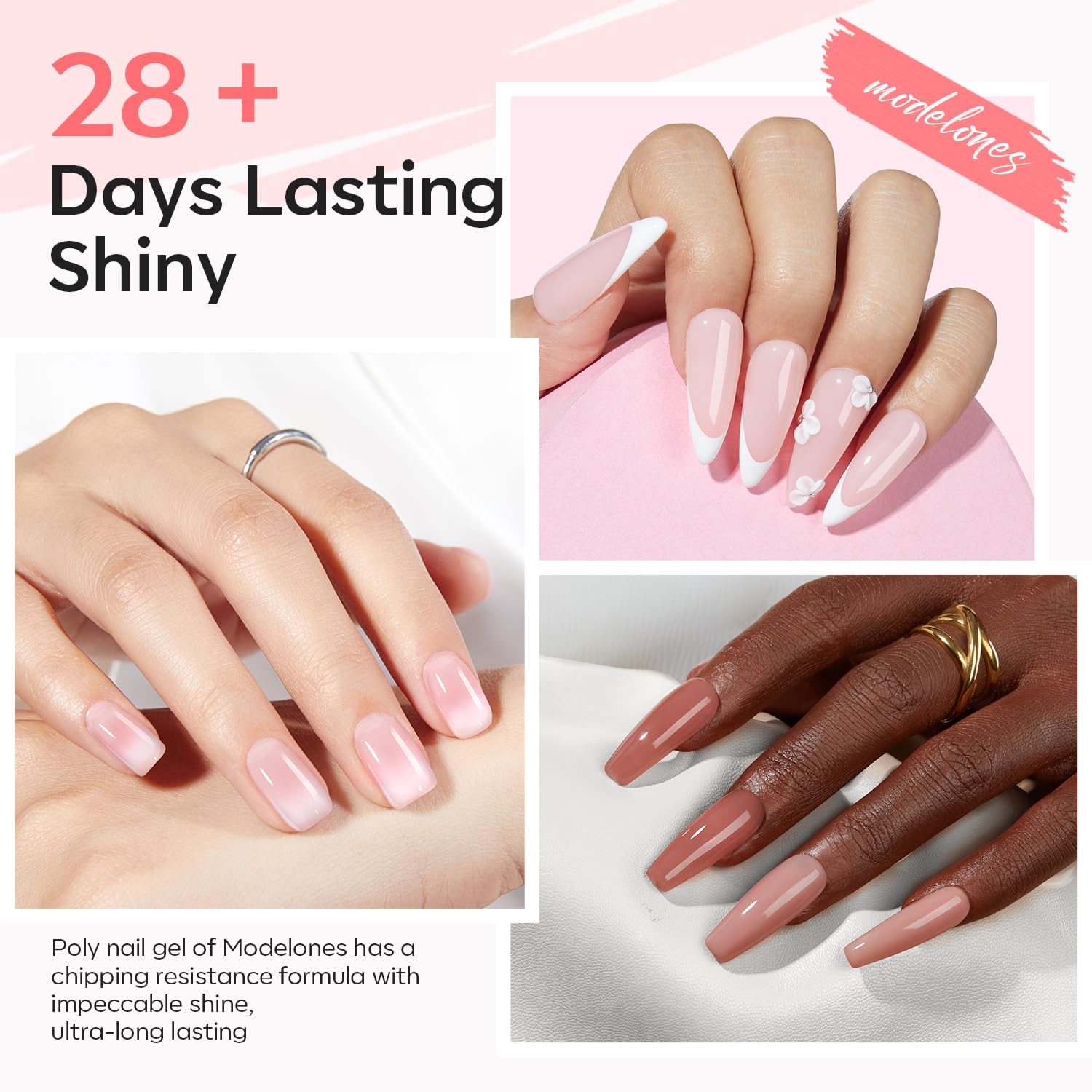 Modelones base coat and top coat 7ml for durable, glossy finish