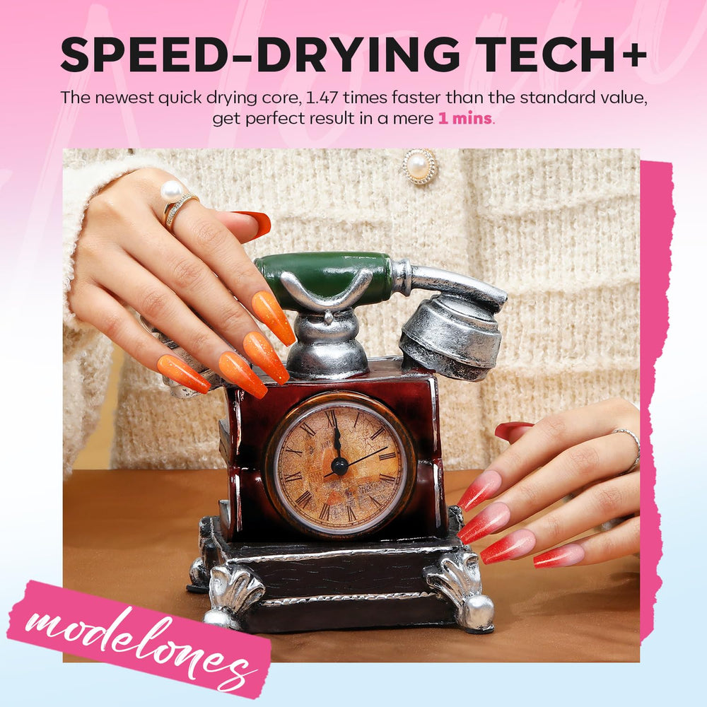 Modelones beginner-friendly two-coat application for professional home manicure.