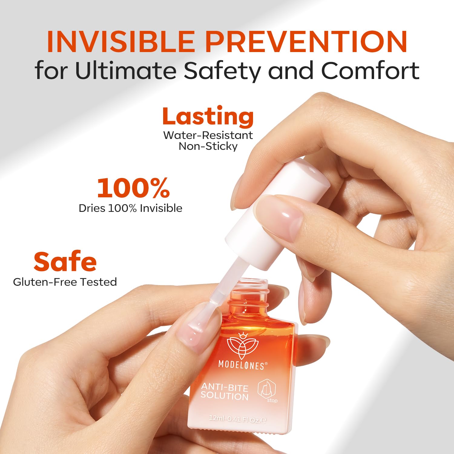 modelones bitter nail polish on finger showing warning cue