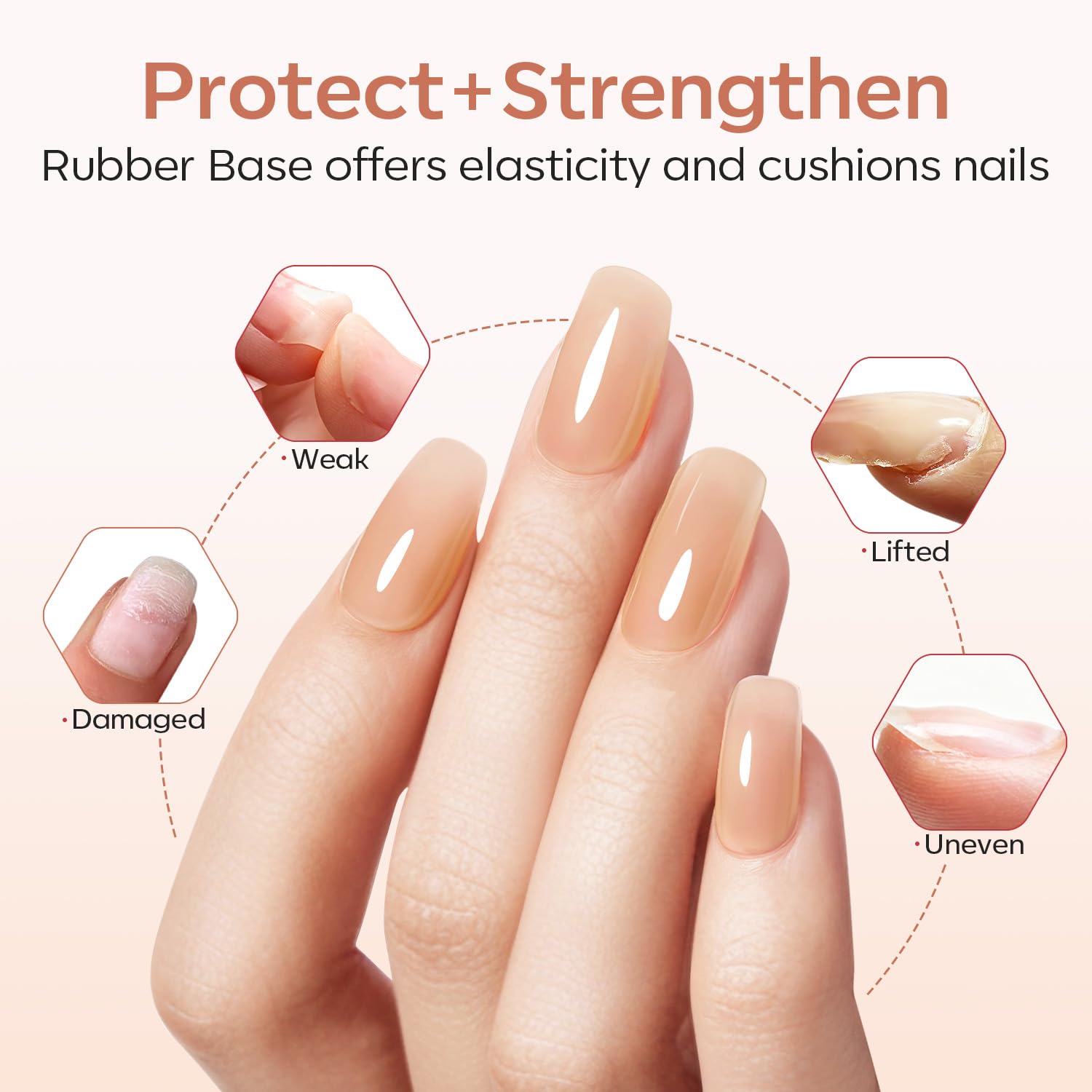 Close‑up of the Modelones gel brush applying a smooth, self-leveling base