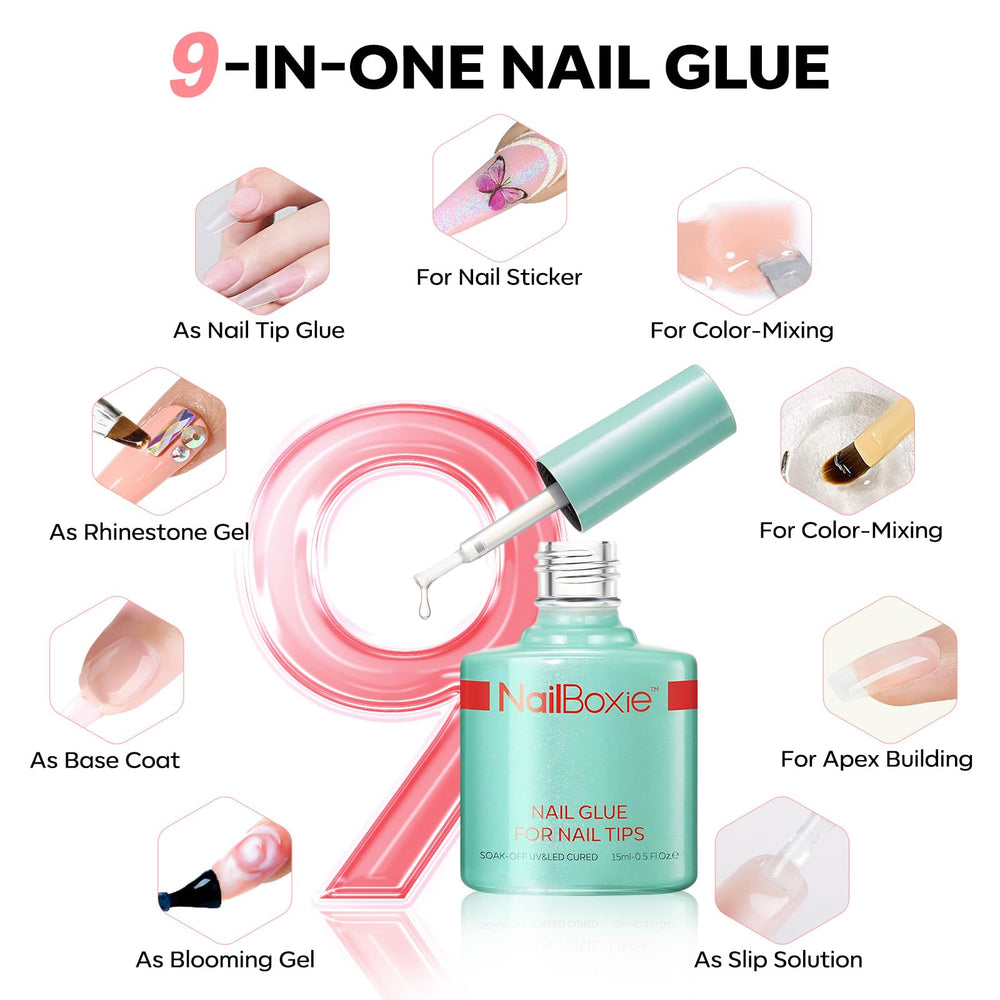 Modelones builder gel layer reinforces tips with smooth application.