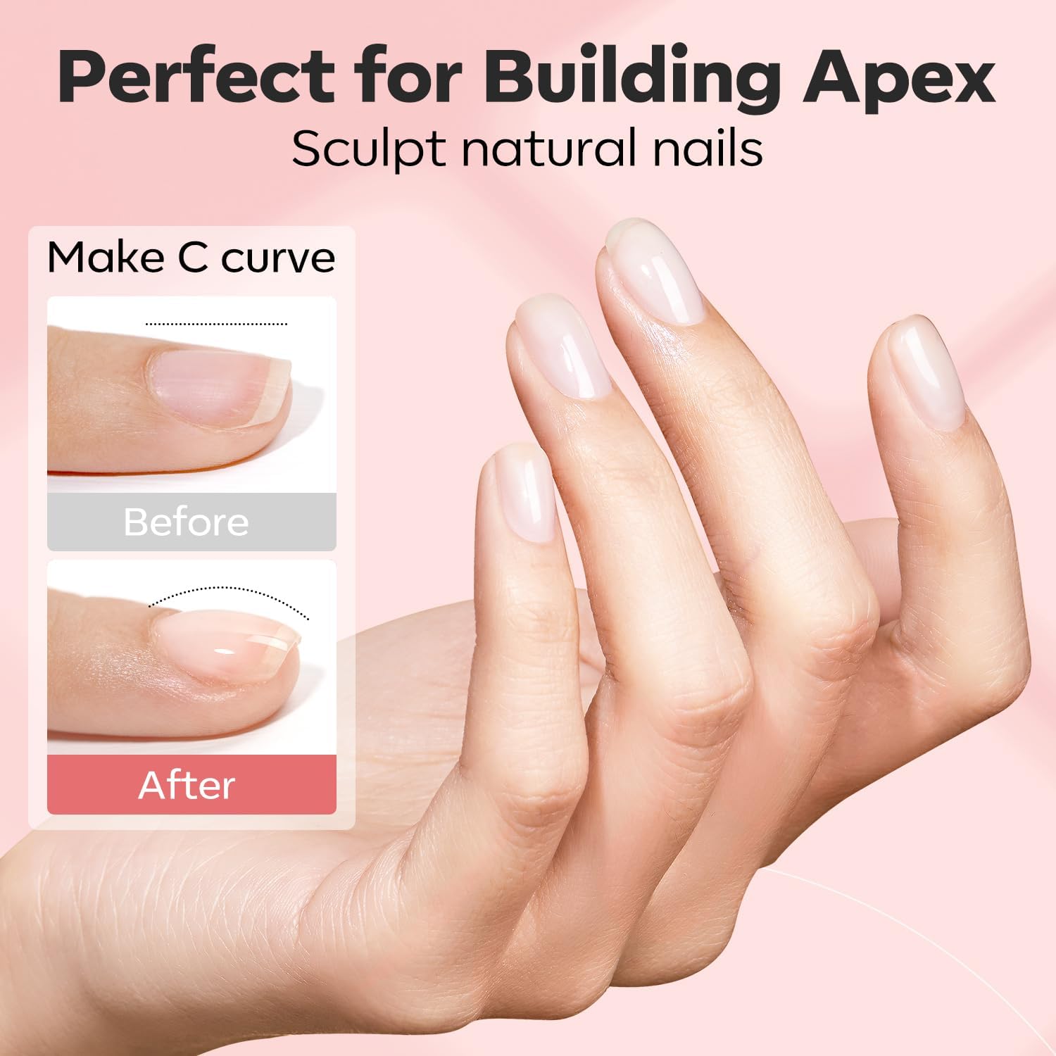 Modelones Builder Nail Gel with built-in brush enables easy self-leveling.