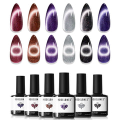 Modelones cat-eye gel nail polish set six winter shades for a salon-like manicure at home