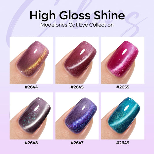 Modelones Champagne Glow Cat Eye Gel delivers elegant, light-reflective shimmer