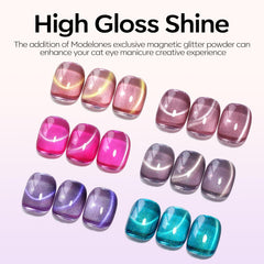 Modelones Gold Shimmer Cat Eye Gel offers luxe metallic finish