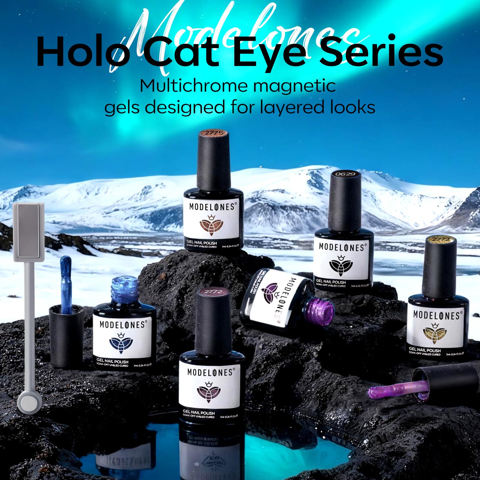 Modelones yellow cat-eye gel swatch for bright nail art.