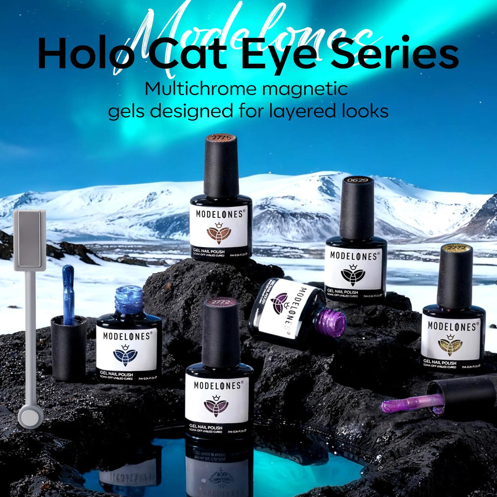 Modelones yellow cat-eye gel swatch for bright nail art.