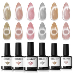 Modelones cat eye glitter six colors collection with vibrant holographic finish.