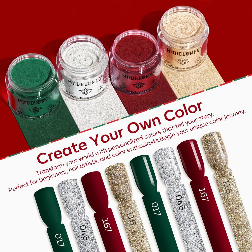 Modelones Christmas dip kit gold glitter powder adds sparkling holiday shine