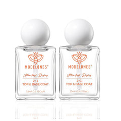 Modelones clear base and top coat bottle for quick-dry, high-gloss nails