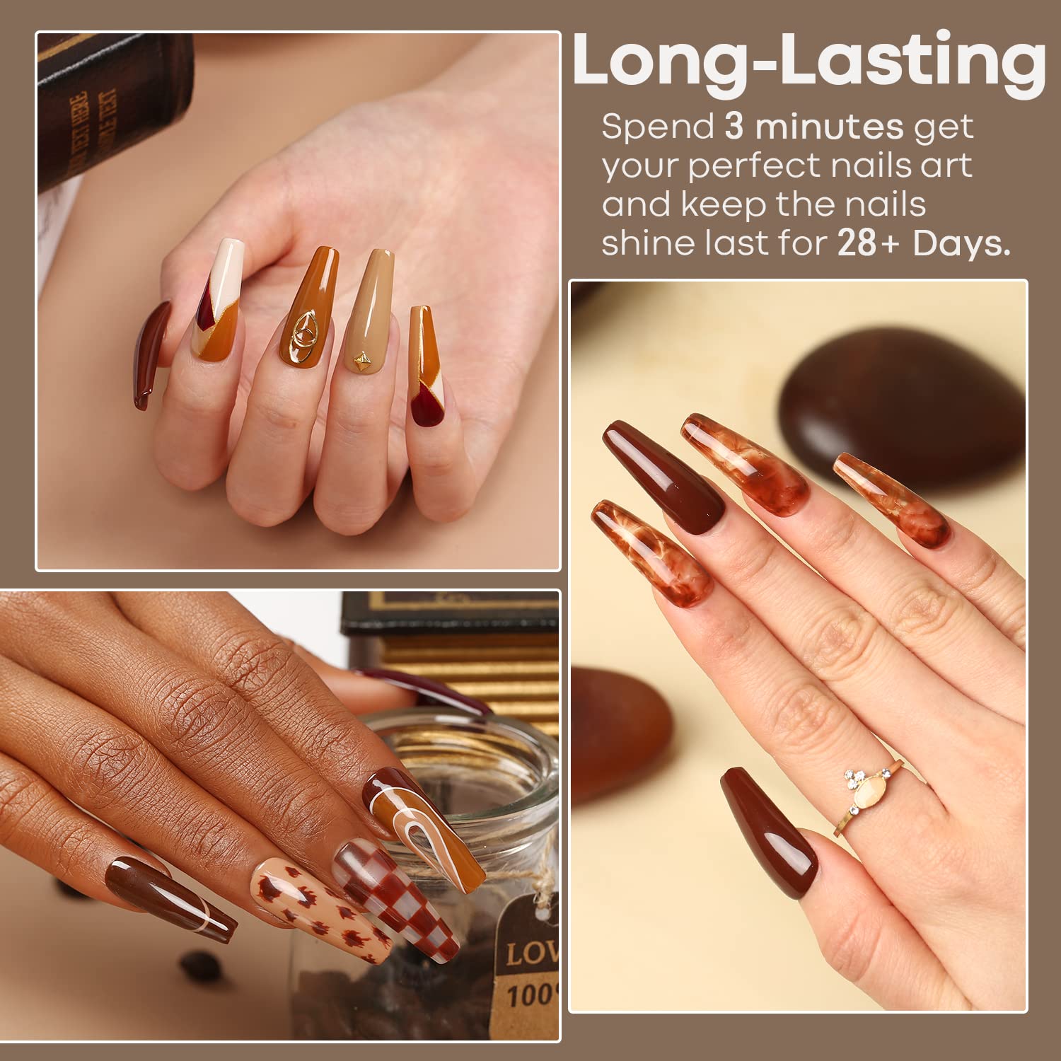 Modelones gel polish with color window design assists quick shade selection.