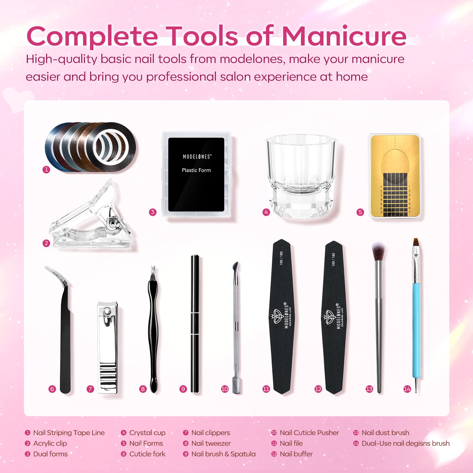 Modelones complete nail tools set for pro-quality at-home manicures.
